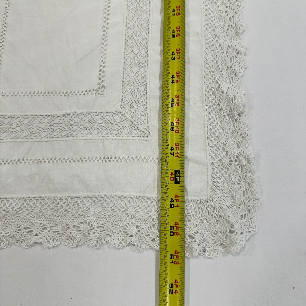 Vintage Crochet Lace Table Runner 52x17 White Openwork - Picture 7 of 7